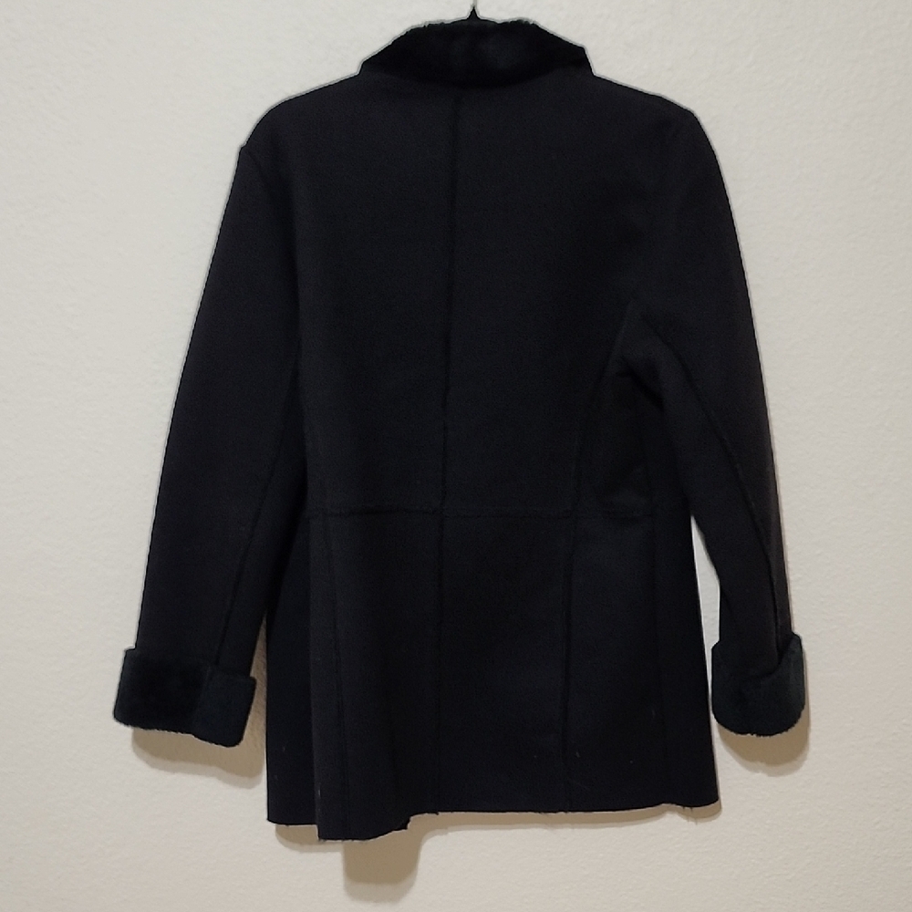 Style & Co Black Pea Coat with Notched Lapel - Picture 11 of 14